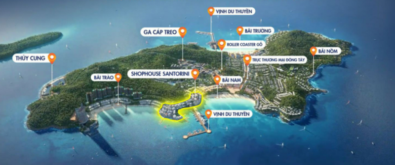Shophouse Santorini sẽ là điểm điểm kết nối của bến du thuyền đầu tiên của Phú Quốc cập vào đảo Hòn Thơm