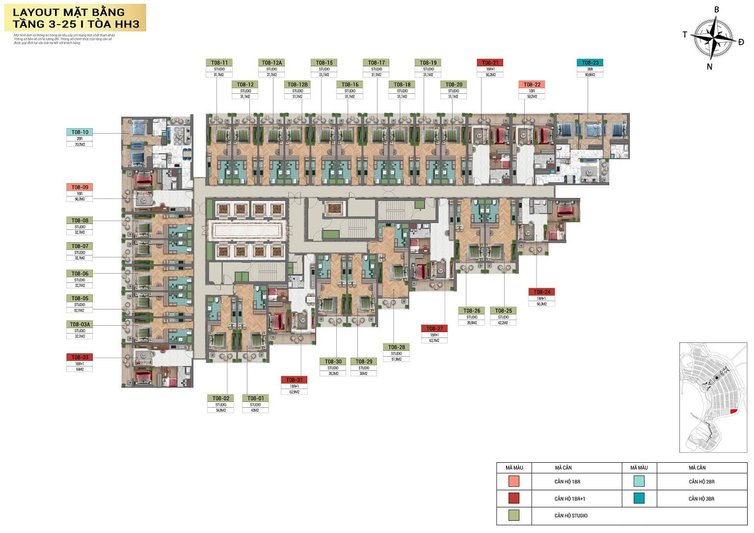 Layout mặt bằng chi tiết Xanh 2