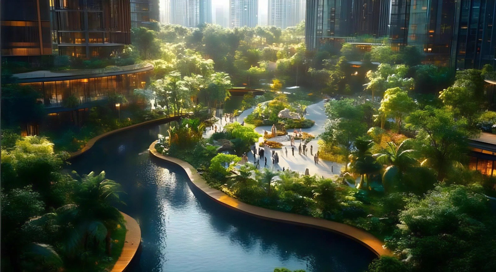 Dòng chảy Phúc Thủy liên kết 4 vườn cảnh quan Dòng chảy Phúc Thủy liên kết 4 vườn cảnh quan