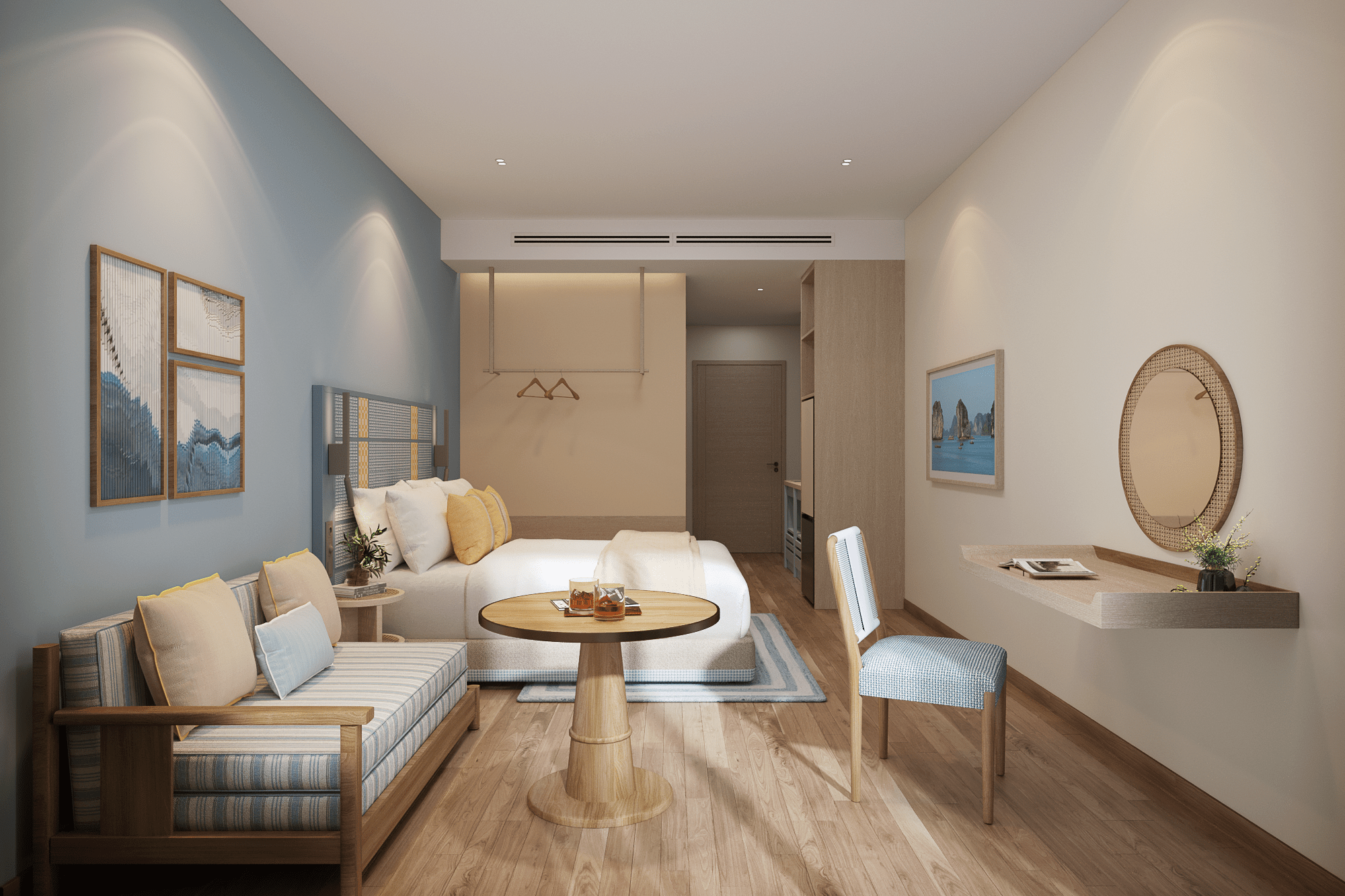 Tổng thể nội thất bàn giao (dự kiến) căn hộ Studio Tổng thể nội thất bàn giao (dự kiến) căn hộ Studio