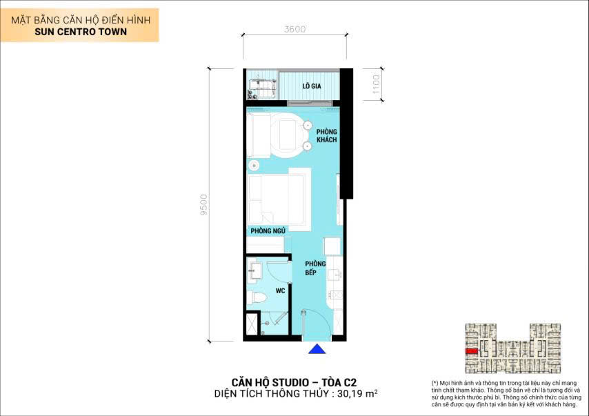 Mặt bằng căn hộ studio Sun Centro Town Mặt bằng căn hộ studio Sun Centro Town