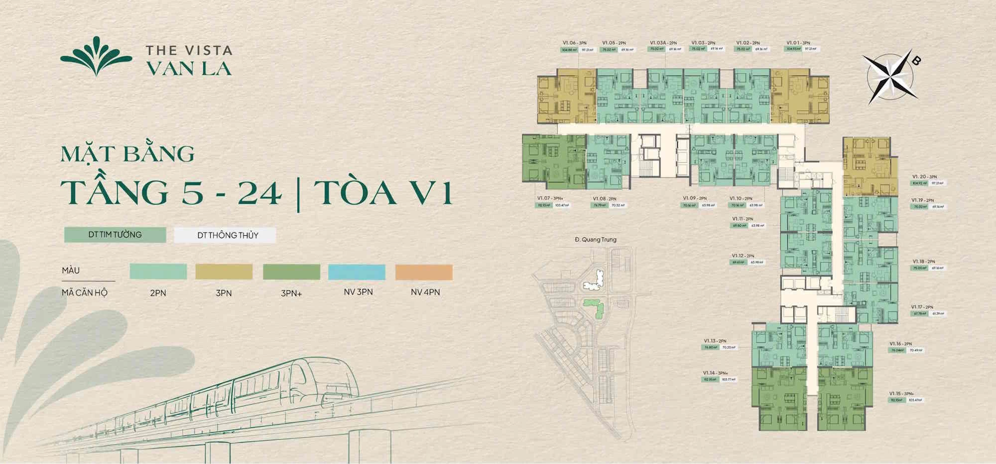Mặt bằng điển hình tòa V1 - The Vista